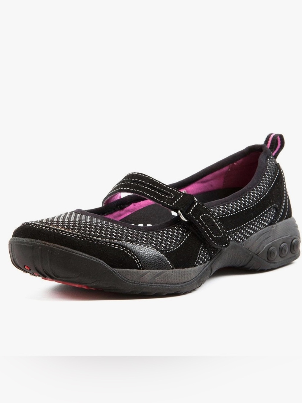 Therafit Women's Black and Pink Mary Jane Sneakers Casual Walking Shoe Size 6.5